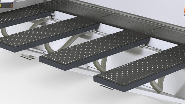 Air cushion tables (1800 mm) in front of the saw