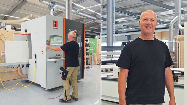 Kompakter Platzbedarf, viel Flexibilität und reichlich Performance bietet das vertikale Holz-Her CNC-Bearbeitungszentrum EVOLUTION 7405 Schreinerei Gesa mit dem vertikalen CNC-Bearbeitungszentrum HOLZHER EVOLUTION 7405