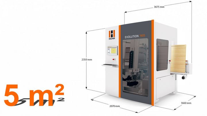 Vertical CNC machining center – requires less than 5 square meters of floor space
