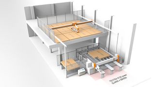 Sistema de almacenamiento de tableros a dos niveles STORE-MASTER de HOLZ-HER en Suiza: STORE-MASTER adaptado individualmente