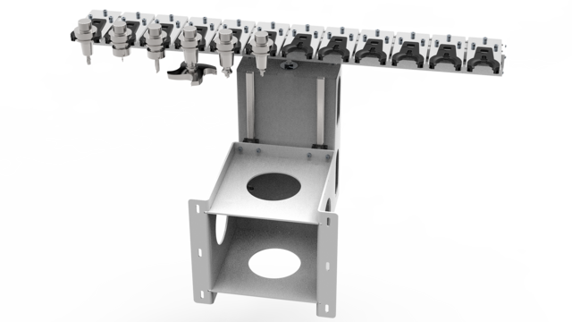 The tool changer is extendable up to 12 tool positions